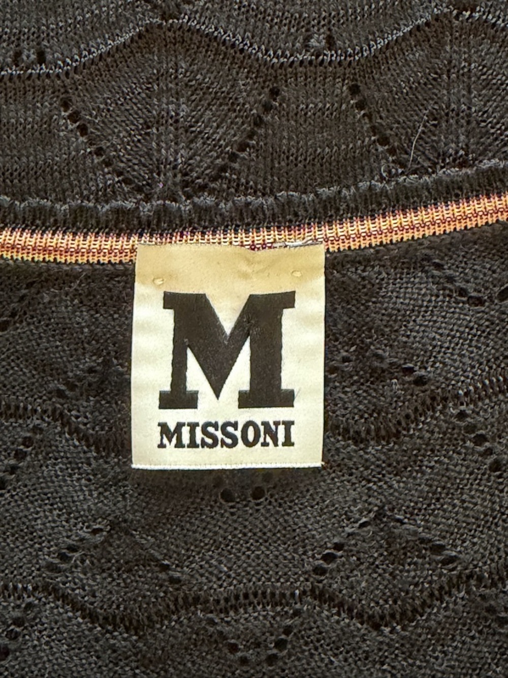 M Missoni Black Knit Dress V-Neck Long Sleeve Sheer Size M - Picture 8 of 12